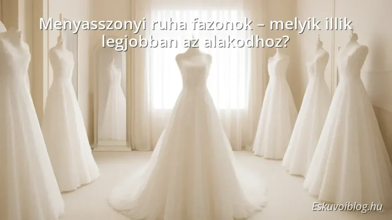 Menyasszonyi ruhák különböző fazonokban egy ruhaszalonban
